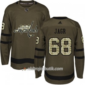 Män Ishockey Washington Capitals Tröja Jaromir Jagr 68 Adidas 2017-2018 Camo Grön Authentic